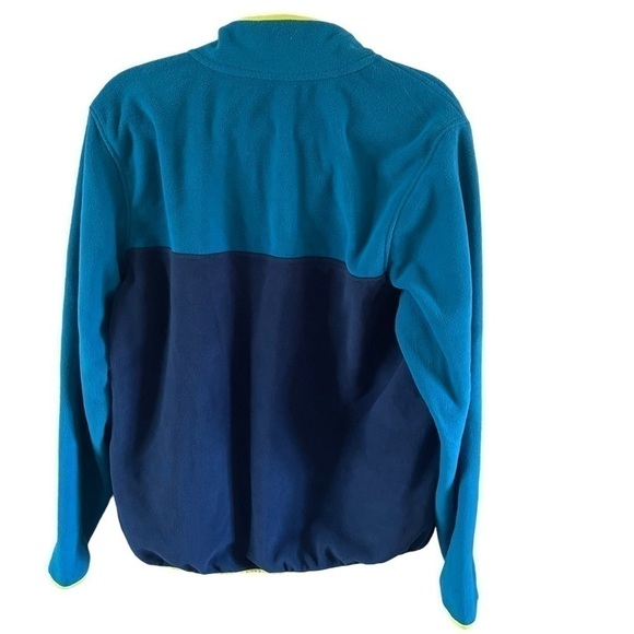 NWT Lands End Men’s Colorblock Pullover Snap Button Fleece Size Medium Navy Teal - Picture 3 of 11